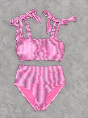 Herseas Women's Tie Shoulder Bikini Set 2 Piece High Waisted Swimsuit - Size XS